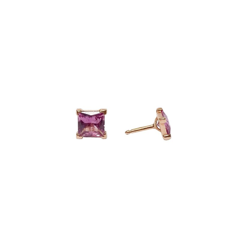 Boucles d'oreilles Isabelle Barrier en or rose et saphir